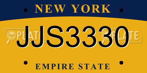 JJS3330 New York License Plate
