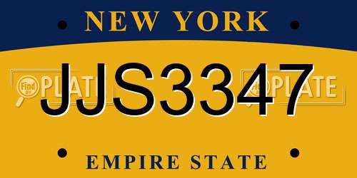 JJS3347 New York License Plate