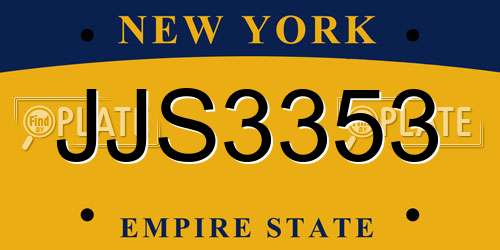 JJS3353 New York License Plate