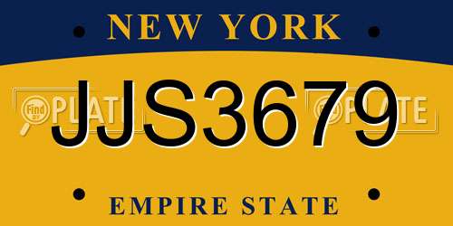 JJS3679 New York License Plate