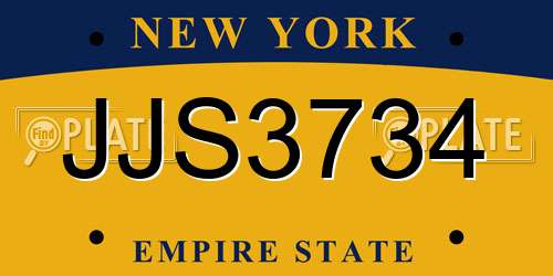 JJS3734 New York License Plate