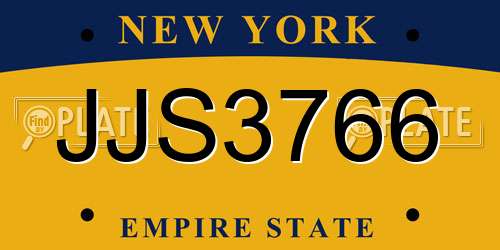 JJS3766 New York License Plate