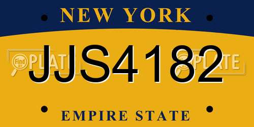JJS4182 New York License Plate