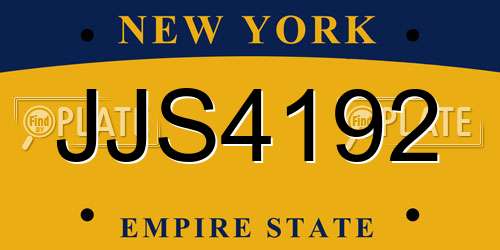 JJS4192 New York License Plate