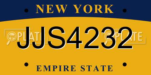 JJS4232 New York License Plate