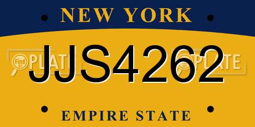 JJS4262 New York License Plate