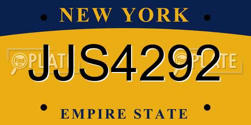 JJS4292 New York License Plate