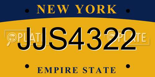 JJS4322 New York License Plate