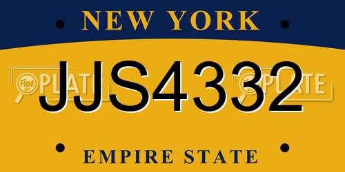 JJS4332 New York License Plate