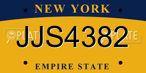 JJS4382 New York License Plate