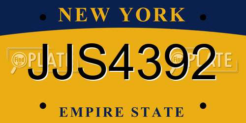 JJS4392 New York License Plate