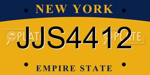 JJS4412 New York License Plate