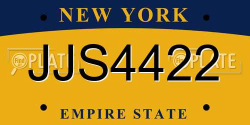 JJS4422 New York License Plate