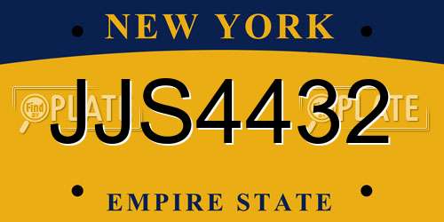 JJS4432 New York License Plate