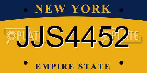 JJS4452 New York License Plate