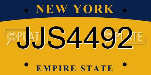JJS4492 New York License Plate