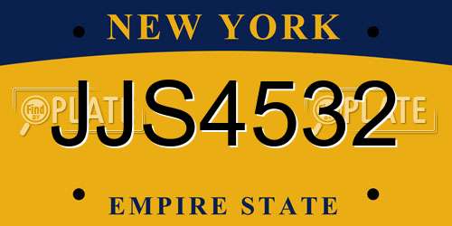 JJS4532 New York License Plate