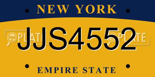 JJS4552 New York License Plate