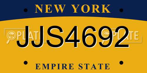 JJS4692 New York License Plate