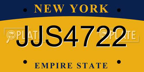 JJS4722 New York License Plate