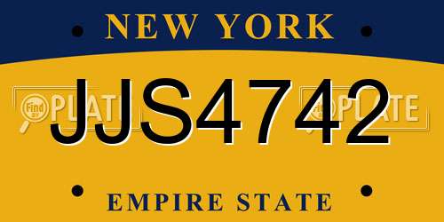 JJS4742 New York License Plate