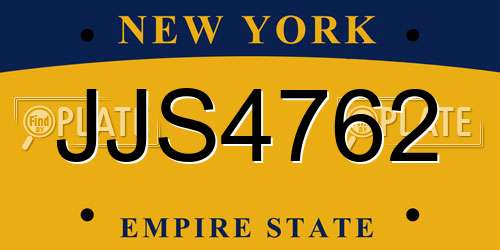 JJS4762 New York License Plate