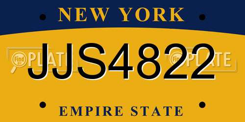 JJS4822 New York License Plate