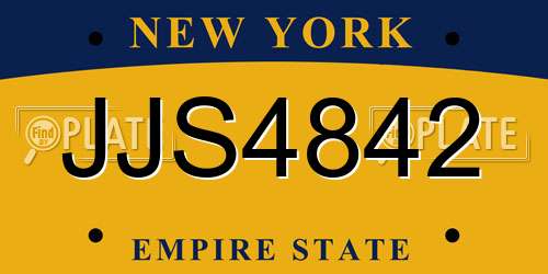 JJS4842 New York License Plate