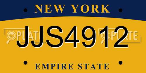 JJS4912 New York License Plate