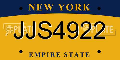 JJS4922 New York License Plate