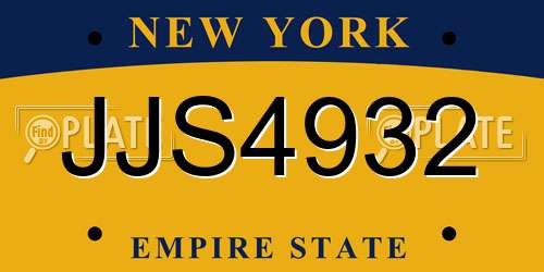 JJS4932 New York License Plate