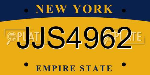 JJS4962 New York License Plate
