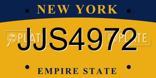 JJS4972 New York License Plate
