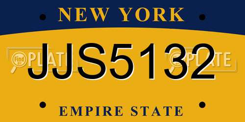 JJS5132 New York License Plate