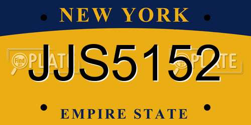 JJS5152 New York License Plate