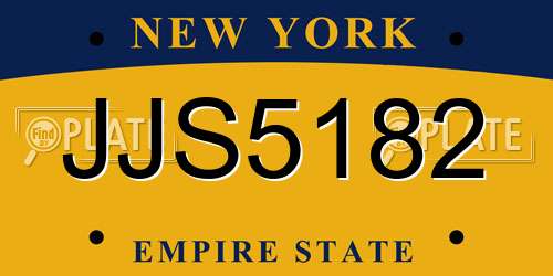 JJS5182 New York License Plate