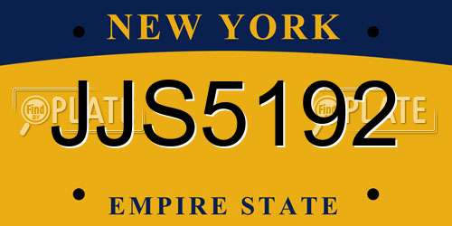 JJS5192 New York License Plate