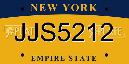 JJS5212 New York License Plate