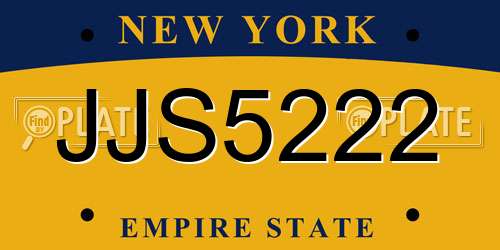 JJS5222 New York License Plate
