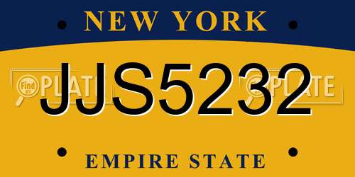 JJS5232 New York License Plate