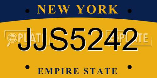 JJS5242 New York License Plate