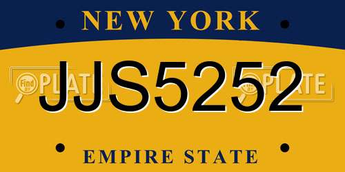 JJS5252 New York License Plate
