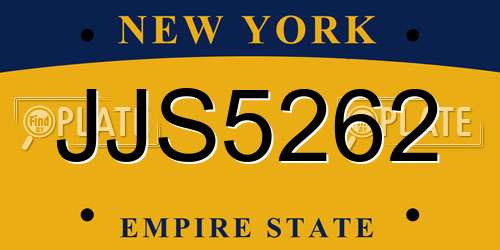 JJS5262 New York License Plate