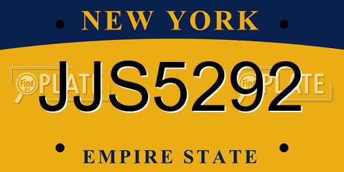 JJS5292 New York License Plate