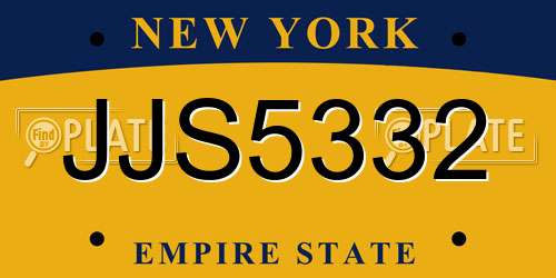 JJS5332 New York License Plate