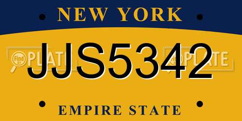 JJS5342 New York License Plate