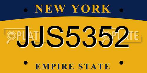 JJS5352 New York License Plate