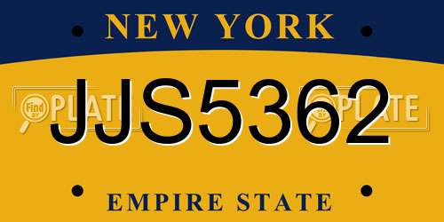 JJS5362 New York License Plate
