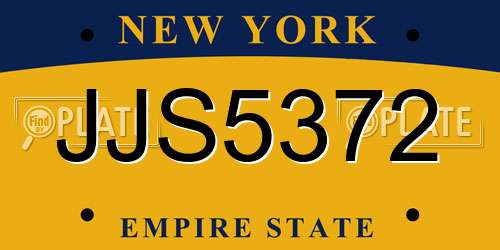 JJS5372 New York License Plate