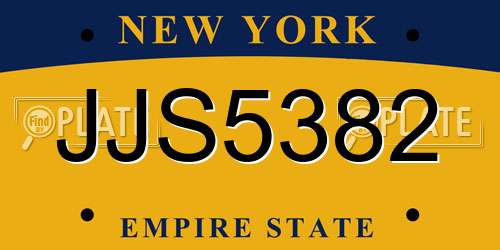 JJS5382 New York License Plate